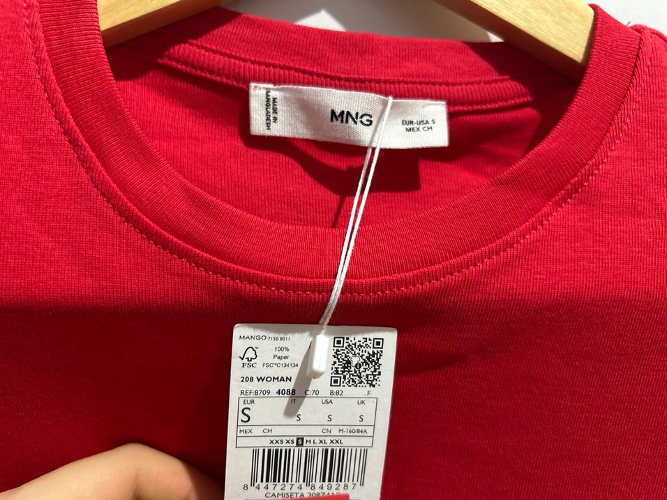 Mango %100 pamuklu kırmızı renk kısa kollu tişört - Görsel 3