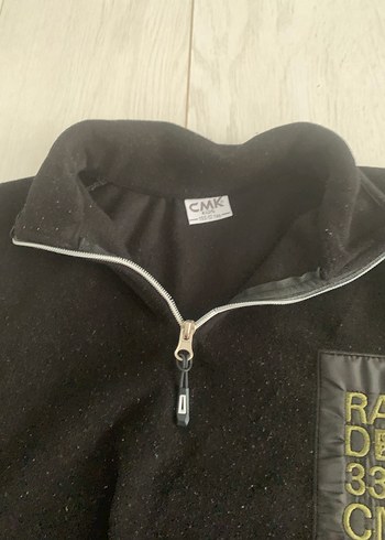 tek beden Beden siyah Renk Siyah Yarım Fermuarlı Erkek Polar Sweatshirt