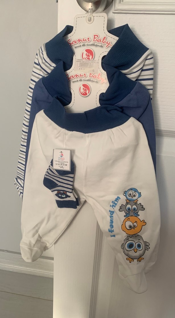 Mavi Baskılı Bebek patikli pantolon - Görsel 2