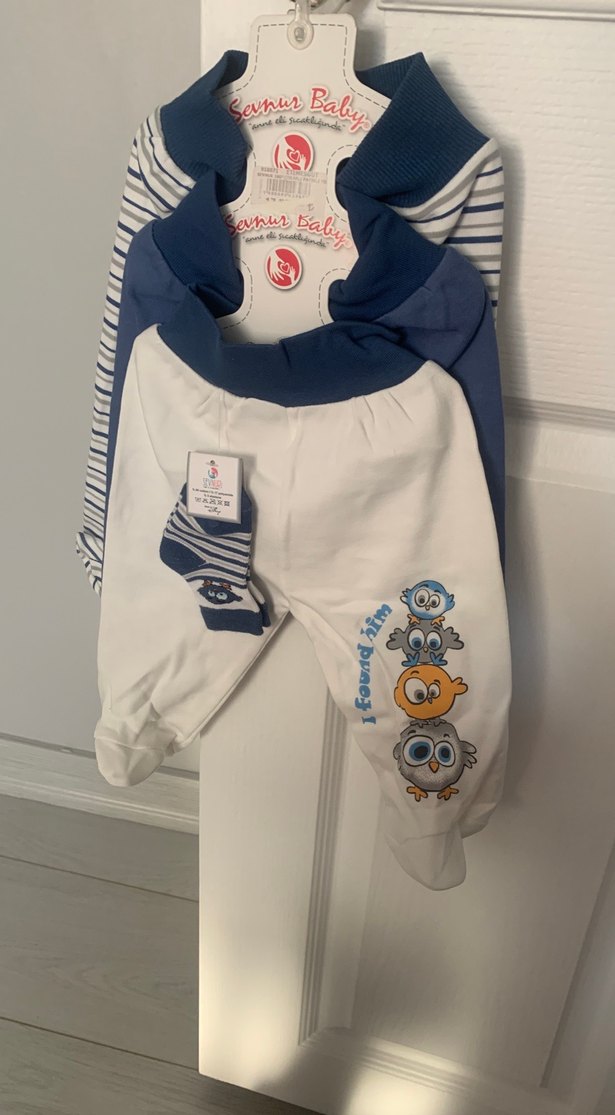 Mavi Baskılı Bebek patikli pantolon - Görsel 3