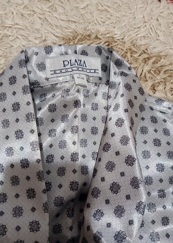 Gri saten sabahlık ve picama takımı erkek  - Görsel 4