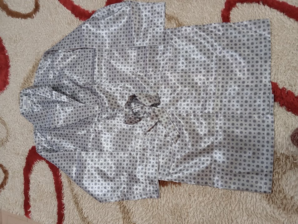 Gri saten sabahlık ve picama takımı erkek  - Görsel 5