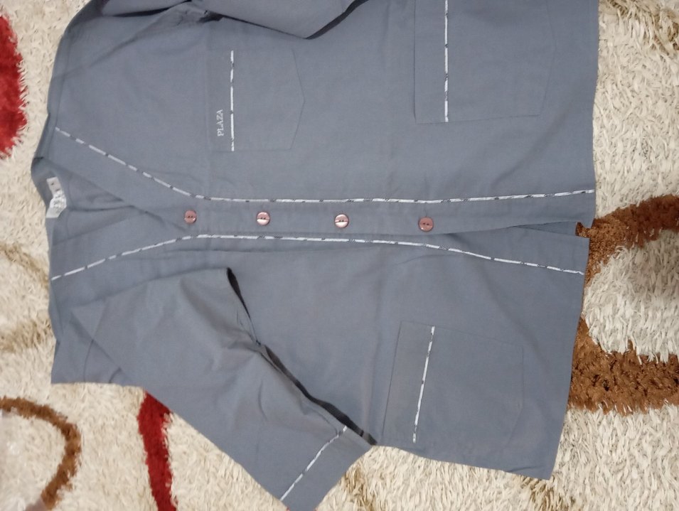 Gri saten sabahlık ve picama takımı erkek  - Görsel 2