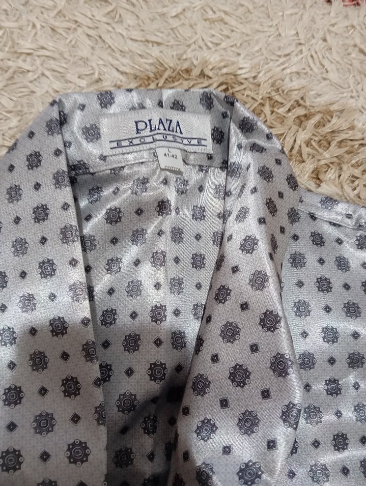 Gri saten sabahlık ve picama takımı erkek  - Görsel 4