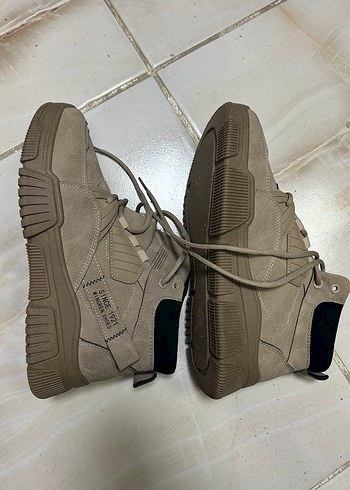 Bej Minimalist Erkek Bağcıklı kışlık Bot Ayakkabı - Görsel 4