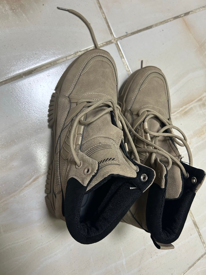 Bej Minimalist Erkek Bağcıklı kışlık Bot Ayakkabı - Görsel 2