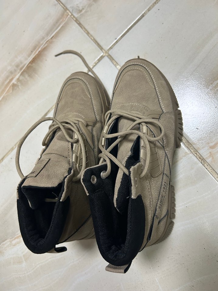 Bej Minimalist Erkek Bağcıklı kışlık Bot Ayakkabı - Görsel 3