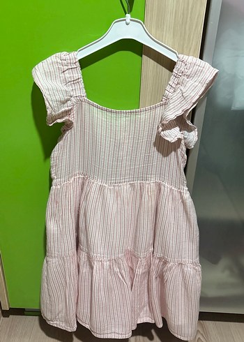 LC Waikiki Kız Çocuk Pembe Fırfırlı Pamuklu Elbise
