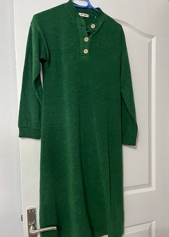 Düğmeli Yeşil bayan tunik - Görsel 2