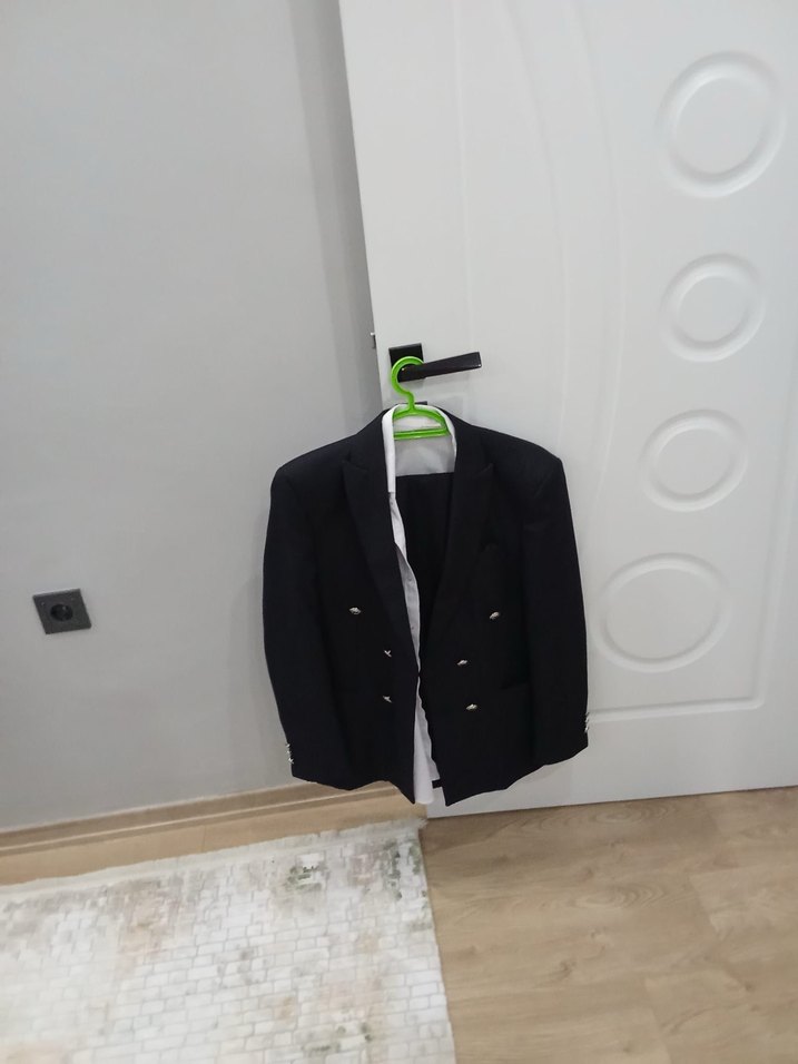 Gri Kemerli Beyaz Keten Erkek Gömlek ceket pantolon takım - Görsel 2