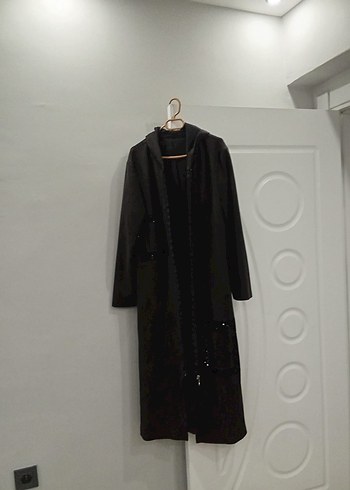 Siyah Süet Kadın Uzun Ceket - Görsel 2