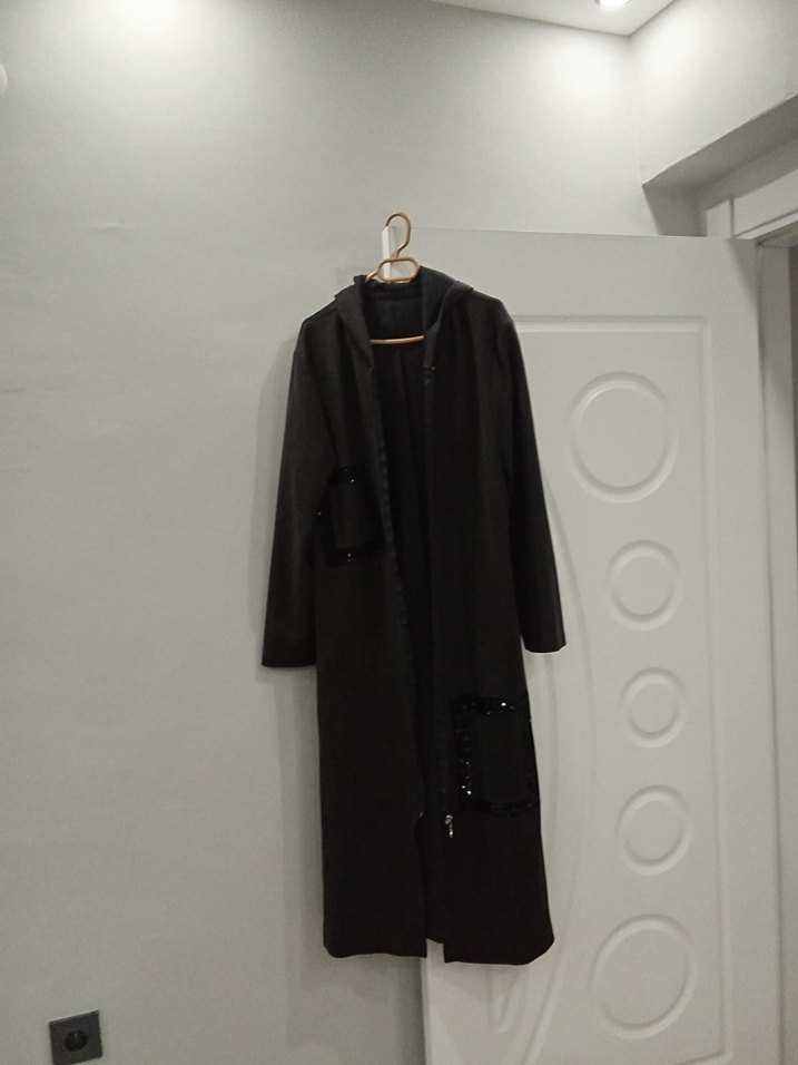 Siyah Süet Kadın Uzun Ceket - Görsel 2