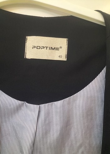 Siyah Kadın Midi Blazer, Kısa Kollu, Düğmeli - Görsel 2