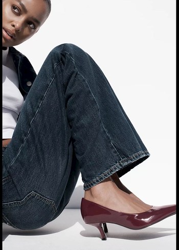 35 Beden bordo Renk ZARA Bordo Rugan Stiletto Kadın Ayakkabı