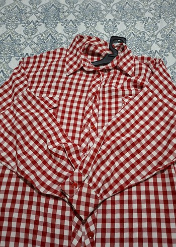 Kadın Kırmızı Kareli Gömlek - Görsel 2