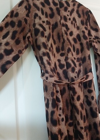 Kahverengi Leopar Desenli Elbise - Görsel 5