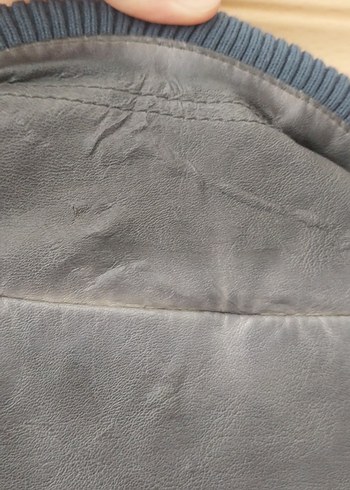 Gri Deri Biker Ceket - Görsel 7