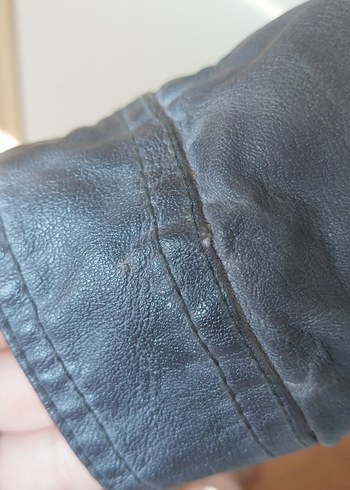 Gri Deri Biker Ceket - Görsel 5