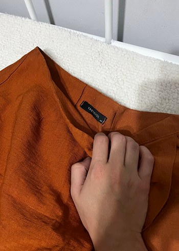 Trendyol & Milla Kadın Kahverengi Keten Şortlu Mini Etek