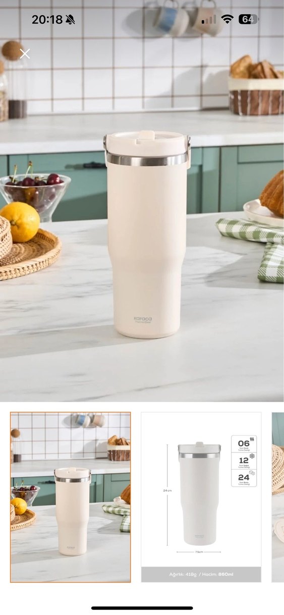 Beyaz 860ml  Termosu - Görsel 2