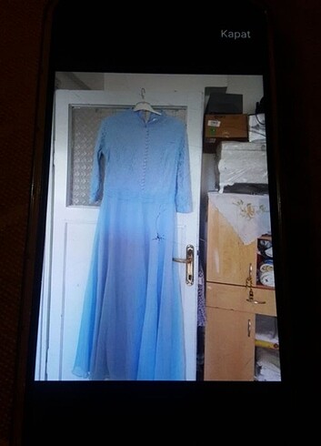 Abiye uzun tuvalet elbise  mavi - Görsel 3