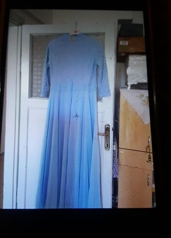 Abiye uzun tuvalet elbise  mavi - Görsel 4