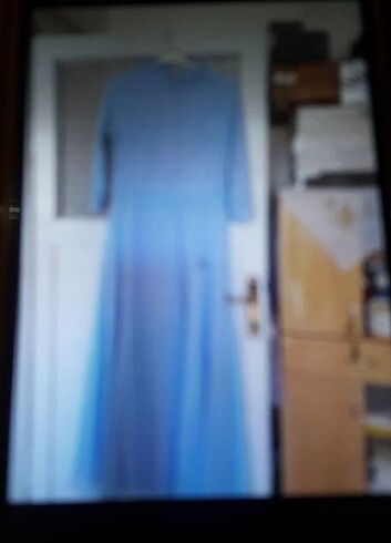 Abiye uzun tuvalet elbise  mavi - Görsel 6