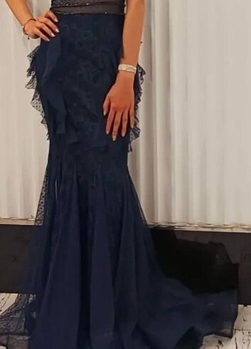 Lacivert detaylı abiye