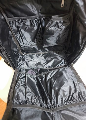 kahverengi deri detaylı siyah anne bebek çok amaçlı çanta - Görsel 7