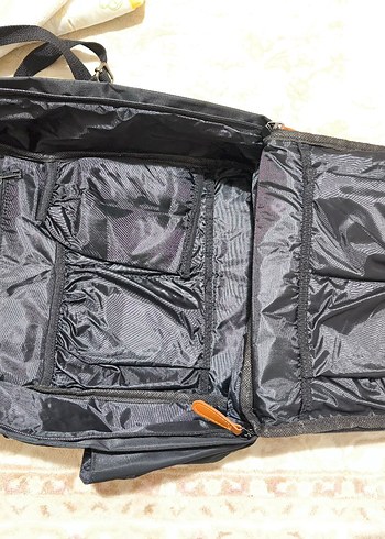 kahverengi deri detaylı siyah anne bebek çok amaçlı çanta - Görsel 8