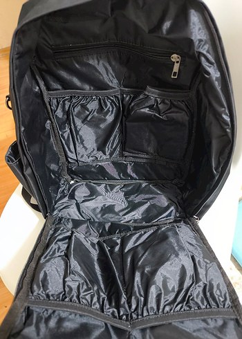 kahverengi deri detaylı siyah anne bebek çok amaçlı çanta - Görsel 6