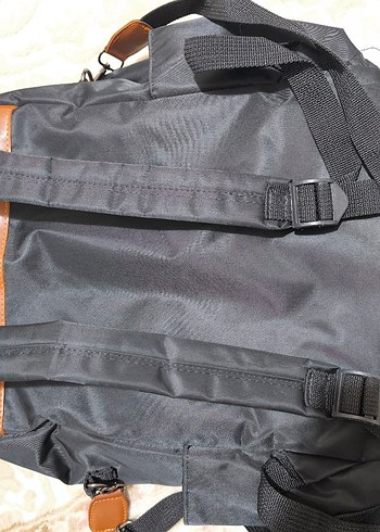 kahverengi deri detaylı siyah anne bebek çok amaçlı çanta - Görsel 9