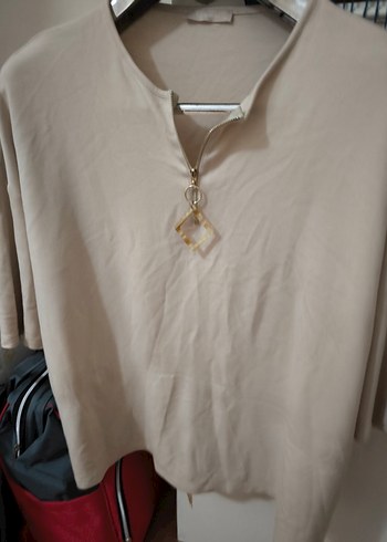 Zincir Detaylı Bej Kadın Triko bluz - Görsel 4