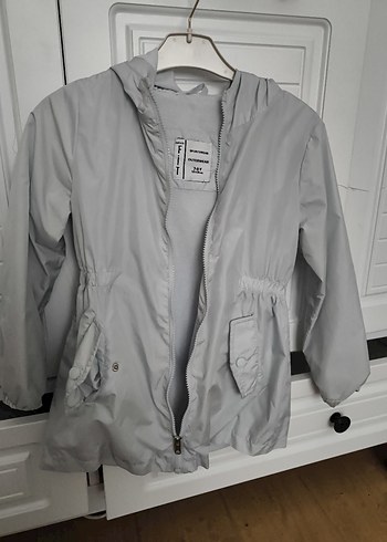 Kız Çocuk Gri açık mavi Fermuarlı Yağmurluk - Görsel 2