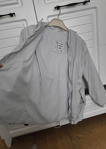 Kız Çocuk Gri açık mavi Fermuarlı Yağmurluk - Görsel 4