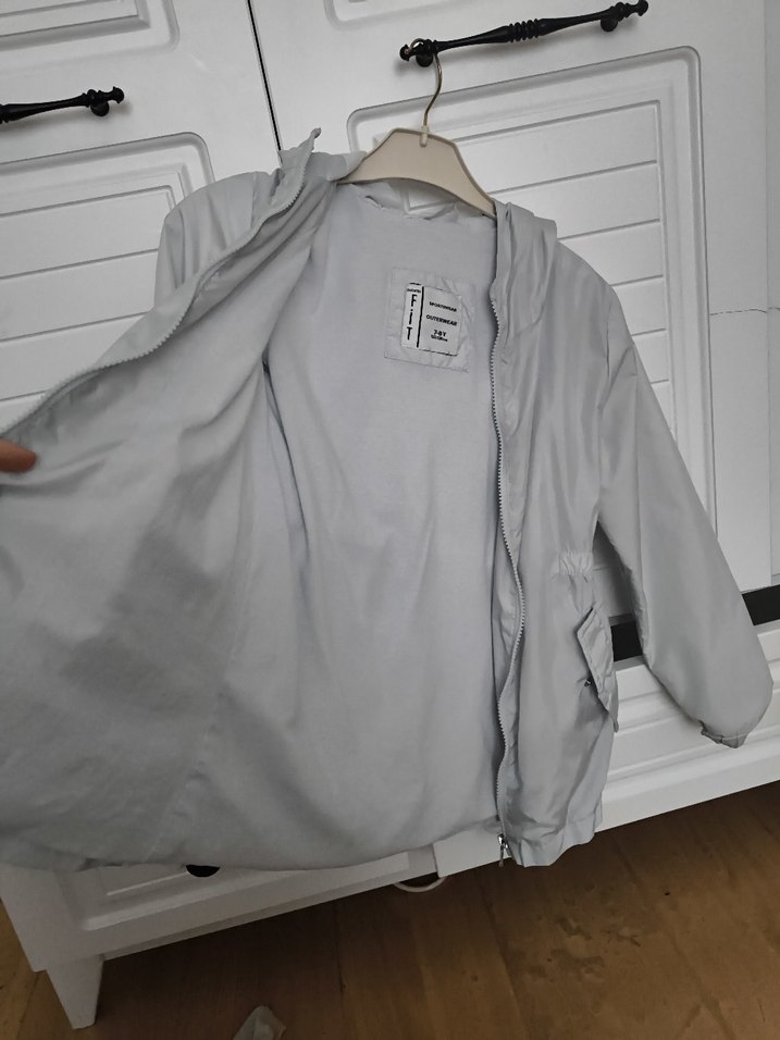 Kız Çocuk Gri açık mavi Fermuarlı Yağmurluk - Görsel 4