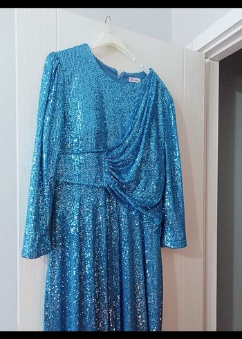 Mavi Payetli Kız Bolero V Yaka - Görsel 6