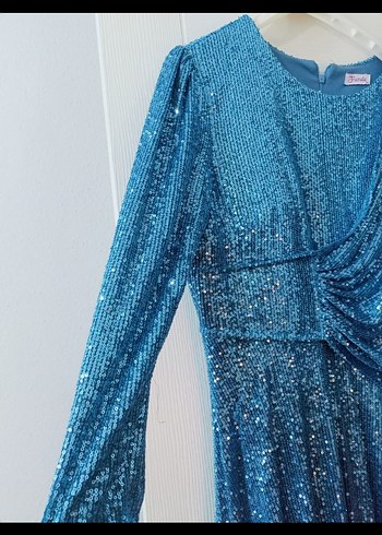 Mavi Payetli Kız Bolero V Yaka - Görsel 2