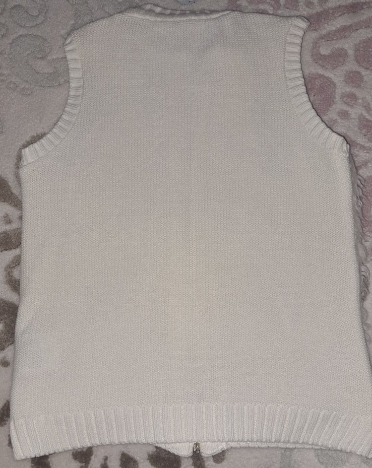 Kız Çocuk Kürklü Krem Yelek - Görsel 3