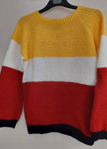 Renkli Örgü Kadın Kazak - Görsel 2