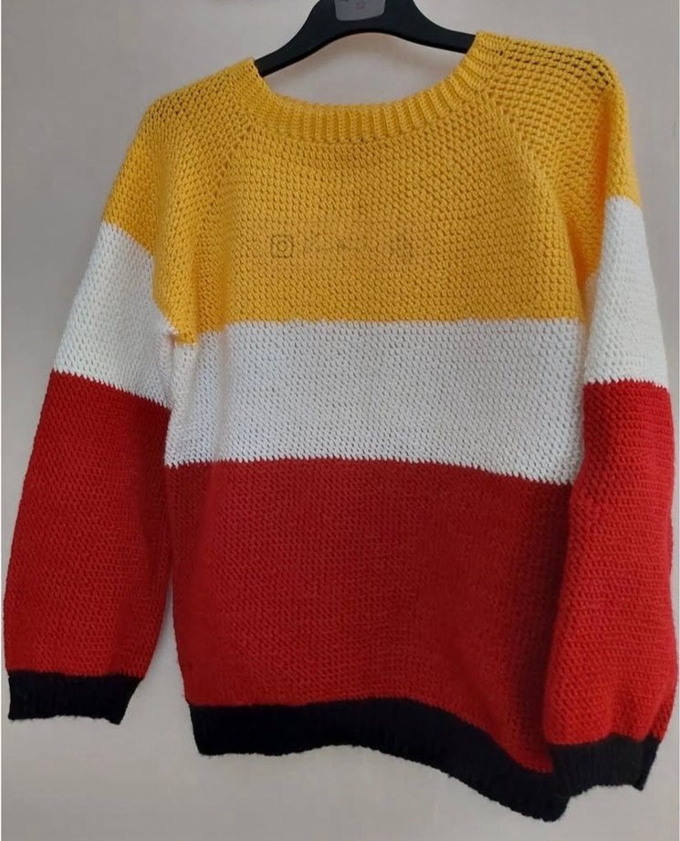 Renkli Örgü Kadın Kazak - Görsel 2