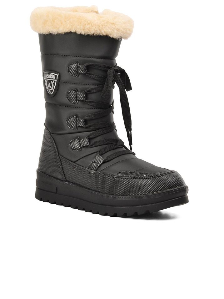 Walkway Yuja Siyah-bej Içi Kürklü Su Itici Kadın Botu - Görsel 3