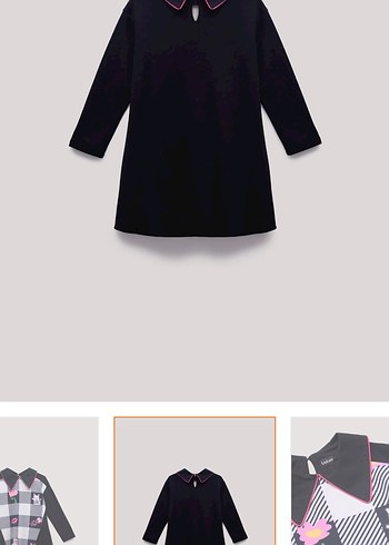 Uzun Kollu Ekose Desenli Salaş Kız Elbise - Görsel 3