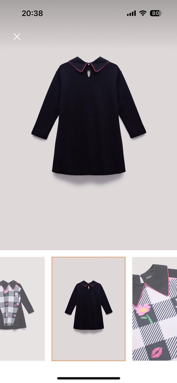 Uzun Kollu Ekose Desenli Salaş Kız Elbise - Görsel 3