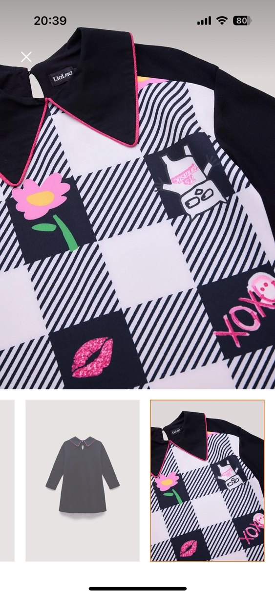 Uzun Kollu Ekose Desenli Salaş Kız Elbise - Görsel 2