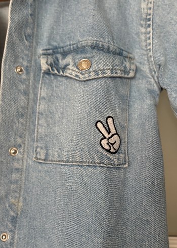 Kız Çocuk Baskılı Denim Ceket - Görsel 3