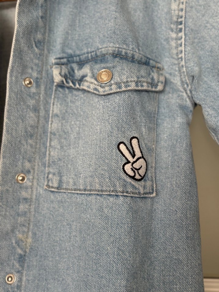 Kız Çocuk Baskılı Denim Ceket - Görsel 3