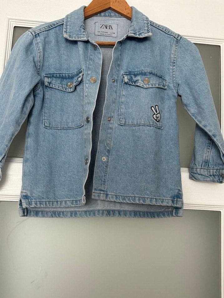 Kız Çocuk Baskılı Denim Ceket - Görsel 2