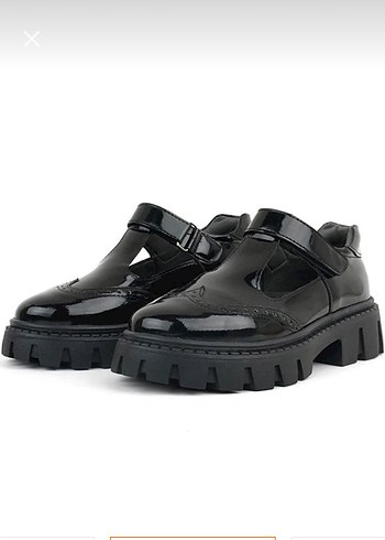 Kız Çocuk Siyah Rugan Cırtlı Goth Ayakkabı - Görsel 4