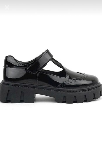 Kız Çocuk Siyah Rugan Cırtlı Goth Ayakkabı - Görsel 5